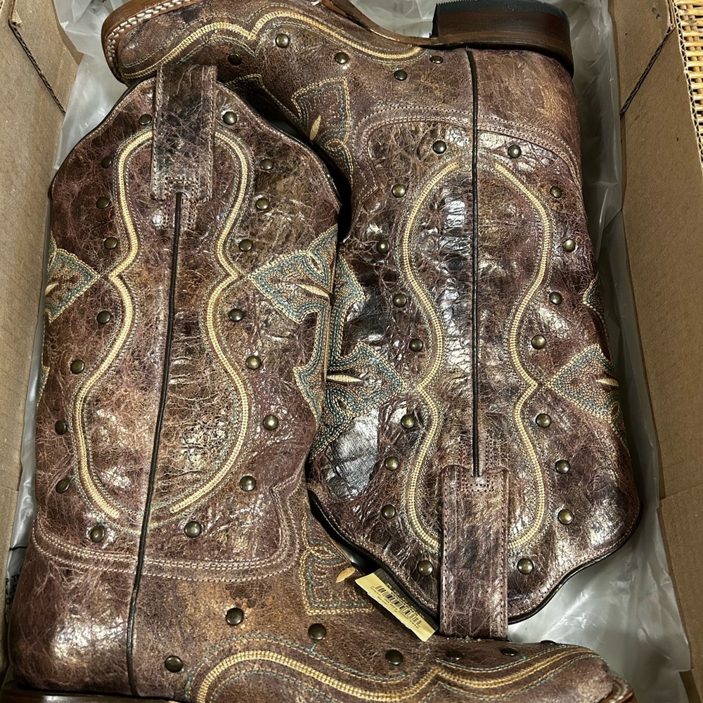 ❤️ NWT Roper Women's Pure Cross & Studs Western Boots - Square Toe❤️ - Picture 3 of 9